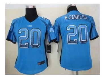 NEW women nfl jersey detroit lions #20 sanders blue(Elite drift fashion)