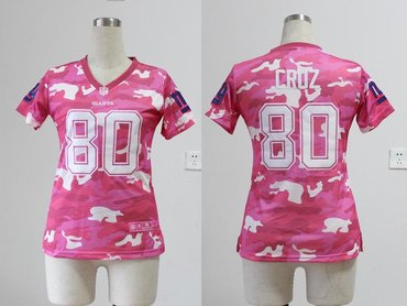 NEW women nfl jerseys New York Giants #80 Victor Cruz pink(fashion camo)