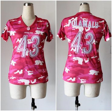 NEW women nfl jerseys Pittsburgh Steelers 43 Troy Polamalu pink(fashion camo)