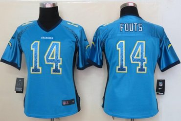 NEW women nfl jerseys San Diego Chargers 14 Fouts Blue(Elite drift fashion)