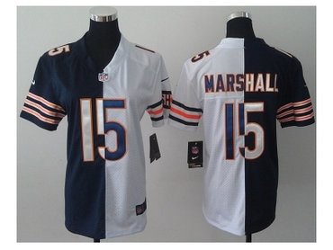 NEW women nfl jerseys chicago bears #15 marshall white-blue(Elite split)