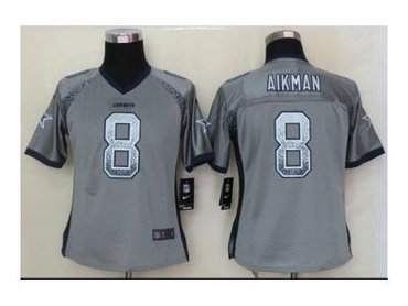 NEW women nfl jerseys dallas cowboys #8 aikman grey(Elite drift fashion)