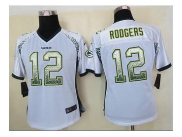 NEW women nfl jerseys green bay packers #12 aaron rodgers white(Elite drift fashion)