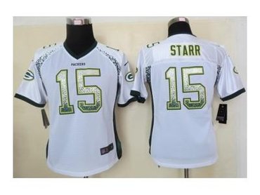 NEW women nfl jerseys green bay packers #15 starr white(Elite drift fashion)