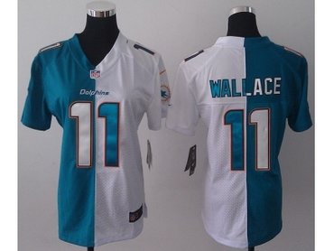 NEW women nfl jerseys miami dolphins #11 mike wallace white-green(Elite split)