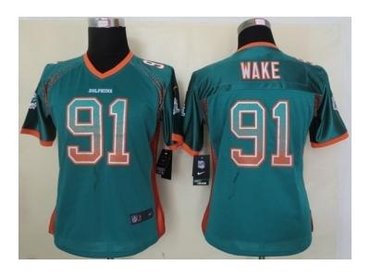 NEW women nfl jerseys miami dolphins #91 wake green(Elite drift fashion)