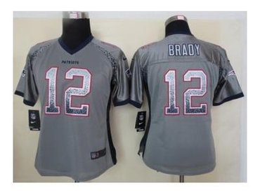 NEW women nfl jerseys new england patriots #12 tom brady grey(Elite drift fashion)