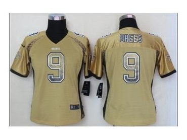 NEW women nfl jerseys new orleans saints #9 drew brees gold(Elite drift fashion)