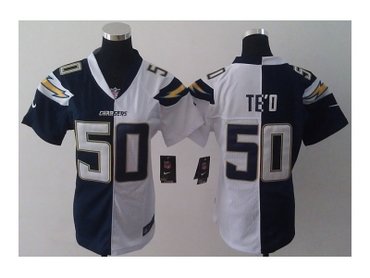 NEW women nfl jerseys san diego chargers #50 manti teo white-blue(Elite split)
