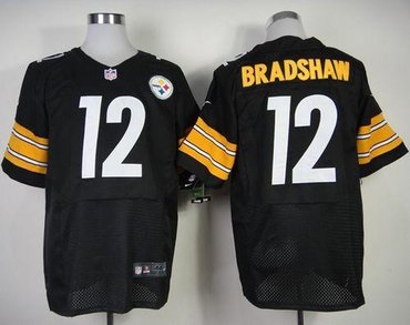 NEWPittsburgh Steelers #12 Terry Bradshaw Black Team Color NFL Elite Jersey