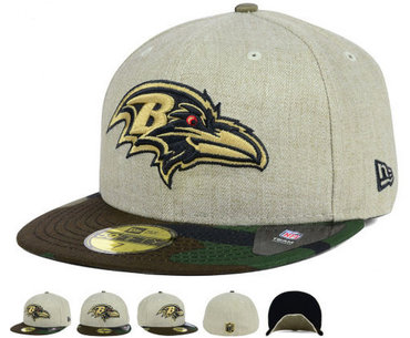 NFL Baltimore Ravens Cream Fitted Hats--60