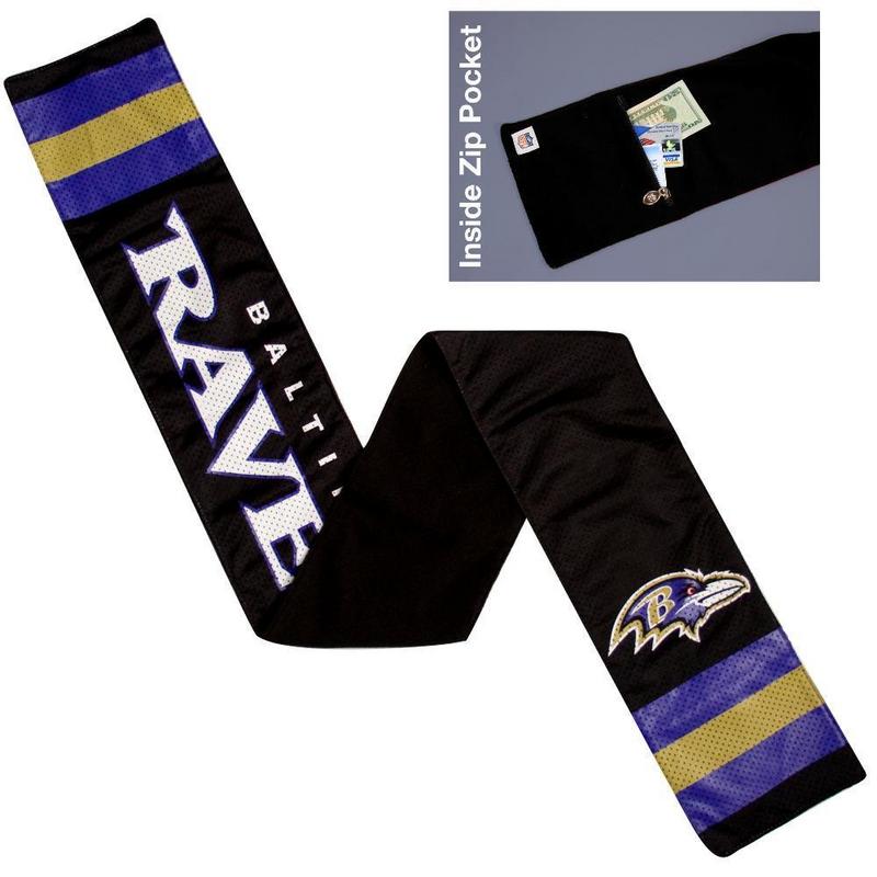 NFL Baltimore Ravens Jersey Scarf With Zip Pocket NFL Baltimore Ravens Jersey Scarf With Zip Pocket