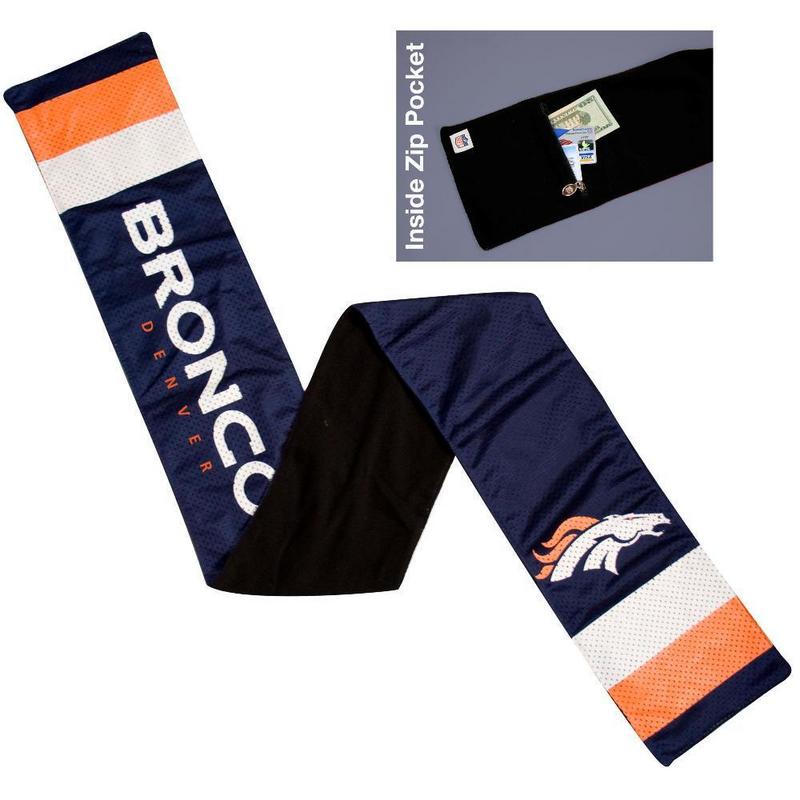 NFL Denver Broncos Jersey Scarf With Zip Pocket NFL Denver Broncos Jersey Scarf With Zip Pocket