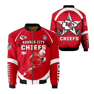 NFL Kansas City Chiefs Newest Bomber MLB 3D Fullzip Fashion Jacket NFL Kansas City Chiefs Newest Bomber MLB 3D Fullzip Fashion Jacket