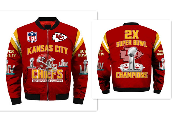 NFL Kansas City Chiefs Super Bowl Champions Sublimated Fashion 3D Fullzip Jacket NFL Kansas City Chiefs Super Bowl Champions Sublimated Fashion 3D Fullzip Jacket