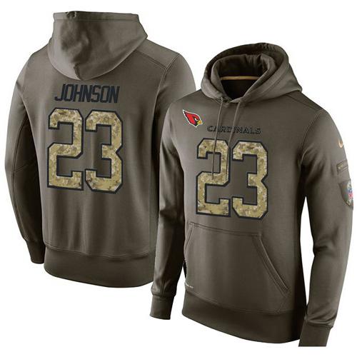 NFL Men's Nike Arizona Cardinals #23 Chris Johnson Stitched Green Olive Salute To Service KO Performance Hoodie NFL Men's Nike Arizona Cardinals #23 Chris Johnson Stitched Green Olive Salute To Service KO Performance Hoodie