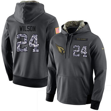 NFL Men's Nike Arizona Cardinals #24 Adrian Wilson Stitched Black Anthracite Salute to Service Player Performance Hoodie NFL Men's Nike Arizona Cardinals #24 Adrian Wilson Stitched Black Anthracite Salute to Service Player Performance Hoodie
