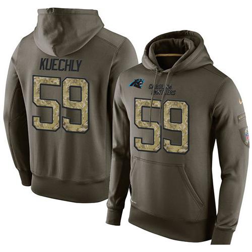 NFL Men's Nike Carolina Panthers #59 Luke Kuechly Stitched Green Olive Salute To Service KO Performance Hoodie NFL Men's Nike Carolina Panthers #59 Luke Kuechly Stitched Green Olive Salute To Service KO Performance Hoodie