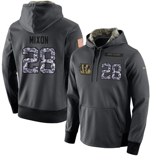 NFL Men's Nike Cincinnati Bengals #28 Joe Mixon Stitched Black Anthracite Salute to Service Player Performance Hoodie NFL Men's Nike Cincinnati Bengals #28 Joe Mixon Stitched Black Anthracite Salute to Service Player Performance Hoodie