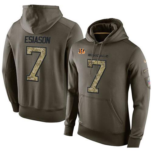 NFL Men's Nike Cincinnati Bengals #7 Boomer Esiason Stitched Green Olive Salute To Service KO Performance Hoodie NFL Men's Nike Cincinnati Bengals #7 Boomer Esiason Stitched Green Olive Salute To Service KO Performance Hoodie