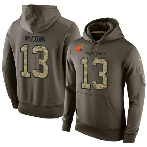 NFL Men's Nike Cleveland Browns #13 Josh McCown Stitched Green Olive Salute To Service KO Performance Hoodie NFL Men's Nike Cleveland Browns #13 Josh McCown Stitched Green Olive Salute To Service KO Performance Hoodie