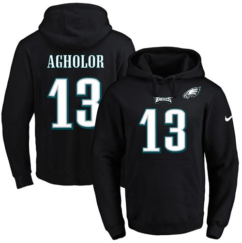 NFL Men's Nike Eagles #13 Nelson Agholor Black Name & Number Pullover NFL Hoodie