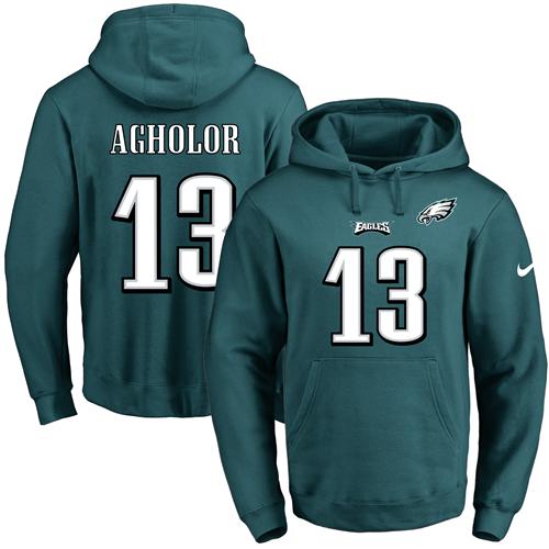 NFL Men's Nike Eagles #13 Nelson Agholor Midnight Green Name & Number Pullover NFL Hoodie