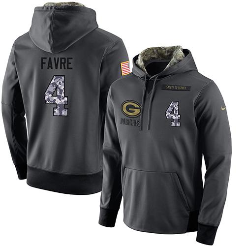NFL Men's Nike Green Bay Packers #4 Brett Favre Stitched Black Anthracite Salute to Service Player Performance Hoodie NFL Men's Nike Green Bay Packers #4 Brett Favre Stitched Black Anthracite Salute to Service Player Performance Hoodie
