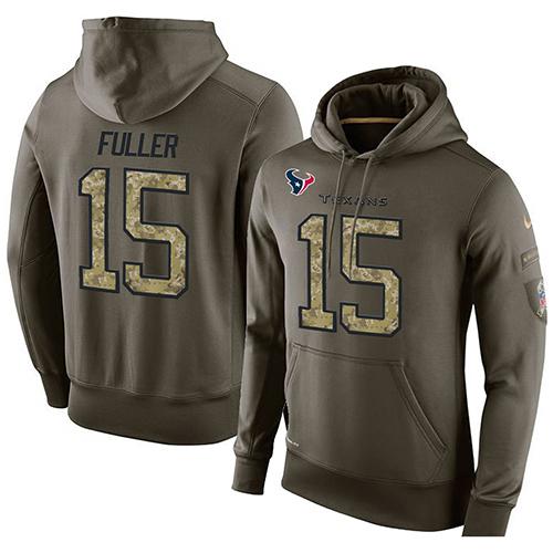 NFL Men's Nike Houston Texans #15 Will Fuller Stitched Green Olive Salute To Service KO Performance Hoodie NFL Men's Nike Houston Texans #15 Will Fuller Stitched Green Olive Salute To Service KO Performance Hoodie