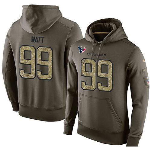 NFL Men's Nike Houston Texans #99 J.J. Watt Stitched Green Olive Salute To Service KO Performance Hoodie NFL Men's Nike Houston Texans #99 J.J. Watt Stitched Green Olive Salute To Service KO Performance Hoodie