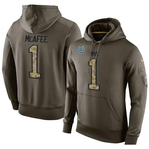 NFL Men's Nike Indianapolis Colts #1 Pat McAfee Stitched Green Olive Salute To Service KO Performance Hoodie NFL Men's Nike Indianapolis Colts #1 Pat McAfee Stitched Green Olive Salute To Service KO Performance Hoodie