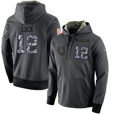 NFL Men's Nike Indianapolis Colts #12 Andrew Luck Stitched Black Anthracite Salute to Service Player Performance Hoodie NFL Men's Nike Indianapolis Colts #12 Andrew Luck Stitched Black Anthracite Salute to Service Player Performance Hoodie