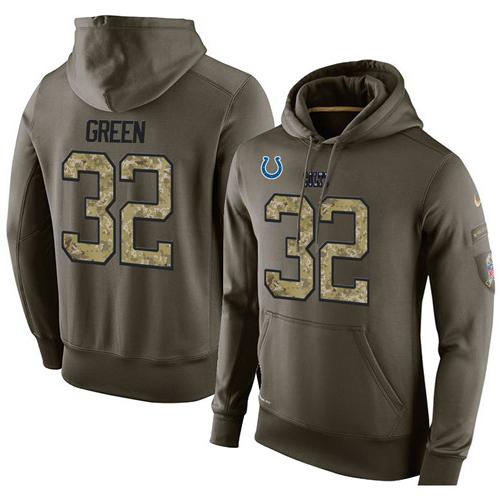 NFL Men's Nike Indianapolis Colts #32 T.J. Green Stitched Green Olive Salute To Service KO Performance Hoodie NFL Men's Nike Indianapolis Colts #32 T.J. Green Stitched Green Olive Salute To Service KO Performance Hoodie