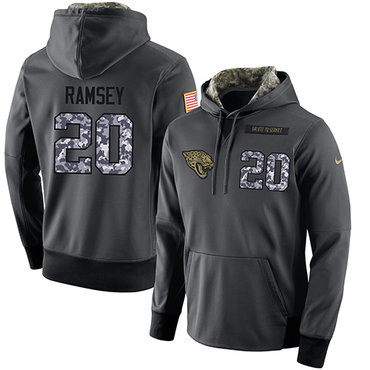 NFL Men's Nike Jacksonville Jaguars #20 Jalen Ramsey Stitched Black Anthracite Salute to Service Player Performance Hoodie NFL Men's Nike Jacksonville Jaguars #20 Jalen Ramsey Stitched Black Anthracite Salute to Service Player Performance Hoodie