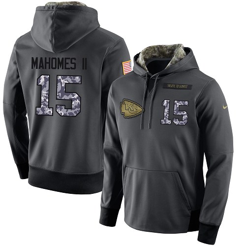 NFL Men's Nike Kansas City Chiefs #15 Patrick Mahomes II Stitched Black Anthracite Salute to Service Player Performance Hoodie NFL Men's Nike Kansas City Chiefs #15 Patrick Mahomes II Stitched Black Anthracite Salute to Service Player Performance Hoodie