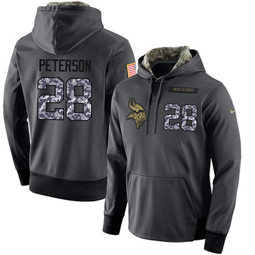 NFL Men's Nike Minnesota Vikings #28 Adrian Peterson Stitched Black Anthracite Salute to Service Player Performance Hoodie NFL Men's Nike Minnesota Vikings #28 Adrian Peterson Stitched Black Anthracite Salute to Service Player Performance Hoodie