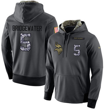 NFL Men's Nike Minnesota Vikings #5 Teddy Bridgewater Stitched Black Anthracite Salute to Service Player Performance Hoodie NFL Men's Nike Minnesota Vikings #5 Teddy Bridgewater Stitched Black Anthracite Salute to Service Player Performance Hoodie