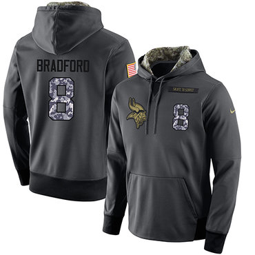 NFL Men's Nike Minnesota Vikings #8 Sam Bradford Stitched Black Anthracite Salute to Service Player Performance Hoodie NFL Men's Nike Minnesota Vikings #8 Sam Bradford Stitched Black Anthracite Salute to Service Player Performance Hoodie