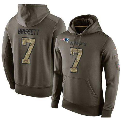 NFL Men's Nike New England Patriots #7 Jacoby Brissett Stitched Green Olive Salute To Service KO Performance Hoodie NFL Men's Nike New England Patriots #7 Jacoby Brissett Stitched Green Olive Salute To Service KO Performance Hoodie