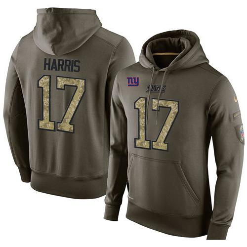 NFL Men's Nike New York Giants #17 Dwayne Harris Stitched Green Olive Salute To Service KO Performance Hoodie NFL Men's Nike New York Giants #17 Dwayne Harris Stitched Green Olive Salute To Service KO Performance Hoodie