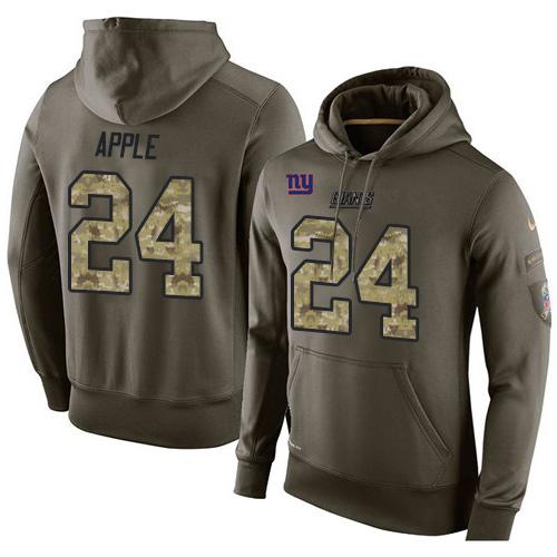 NFL Men's Nike New York Giants #24 Eli Apple Stitched Green Olive Salute To Service KO Performance Hoodie NFL Men's Nike New York Giants #24 Eli Apple Stitched Green Olive Salute To Service KO Performance Hoodie