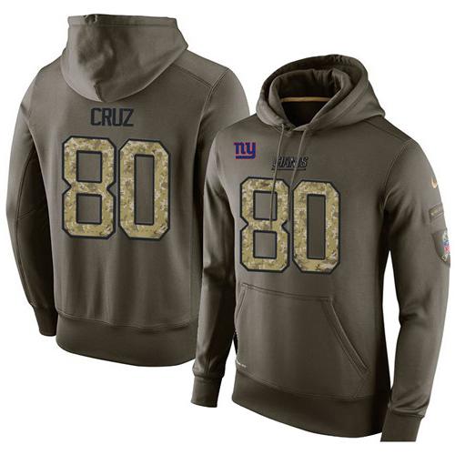 NFL Men's Nike New York Giants #80 Victor Cruz Stitched Green Olive Salute To Service KO Performance Hoodie NFL Men's Nike New York Giants #80 Victor Cruz Stitched Green Olive Salute To Service KO Performance Hoodie