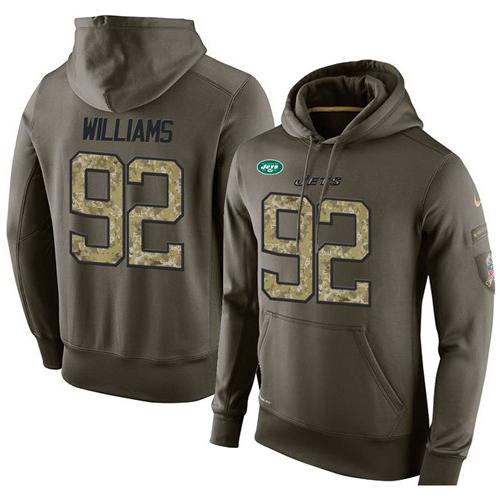 NFL Men's Nike New York Jets #92 Leonard Williams Stitched Green Olive Salute To Service KO Performance Hoodie NFL Men's Nike New York Jets #92 Leonard Williams Stitched Green Olive Salute To Service KO Performance Hoodie