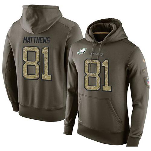 NFL Men's Nike Philadelphia Eagles #81 Jordan Matthews Stitched Green Olive Salute To Service KO Performance Hoodie NFL Men's Nike Philadelphia Eagles #81 Jordan Matthews Stitched Green Olive Salute To Service KO Performance Hoodie