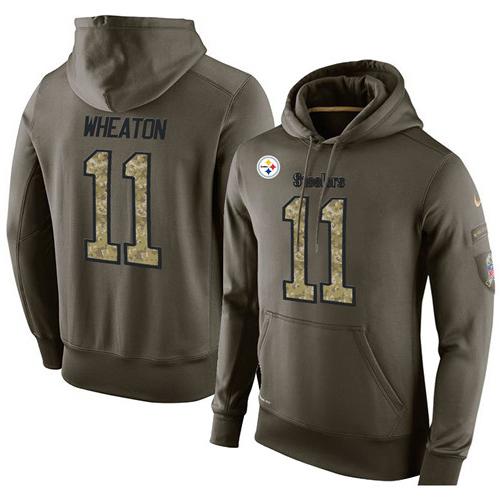 NFL Men's Nike Pittsburgh Steelers #11 Markus Wheaton Stitched Green Olive Salute To Service KO Performance Hoodie NFL Men's Nike Pittsburgh Steelers #11 Markus Wheaton Stitched Green Olive Salute To Service KO Performance Hoodie