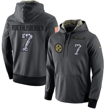 NFL Men's Nike Pittsburgh Steelers #7 Ben Roethlisberger Stitched Black Anthracite Salute to Service Player Performance Hoodie NFL Men's Nike Pittsburgh Steelers #7 Ben Roethlisberger Stitched Black Anthracite Salute to Service Player Performance Hoodie