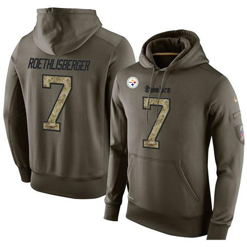 NFL Men's Nike Pittsburgh Steelers #7 Ben Roethlisberger Stitched Green Olive Salute To Service KO Performance Hoodie NFL Men's Nike Pittsburgh Steelers #7 Ben Roethlisberger Stitched Green Olive Salute To Service KO Performance Hoodie