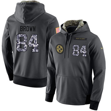 NFL Men's Nike Pittsburgh Steelers #84 Antonio Brown Stitched Black Anthracite Salute to Service Player Performance Hoodie NFL Men's Nike Pittsburgh Steelers #84 Antonio Brown Stitched Black Anthracite Salute to Service Player Performance Hoodie
