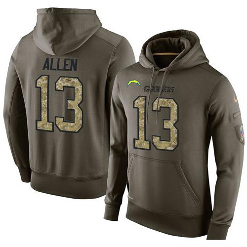 NFL Men's Nike San Diego Chargers #13 Keenan Allen Stitched Green Olive Salute To Service KO Performance Hoodie NFL Men's Nike San Diego Chargers #13 Keenan Allen Stitched Green Olive Salute To Service KO Performance Hoodie