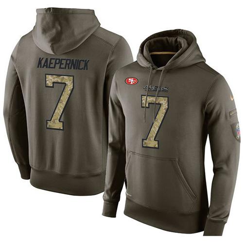 NFL Men's Nike San Francisco 49ers #7 Colin Kaepernick Stitched Green Olive Salute To Service KO Performance Hoodie NFL Men's Nike San Francisco 49ers #7 Colin Kaepernick Stitched Green Olive Salute To Service KO Performance Hoodie